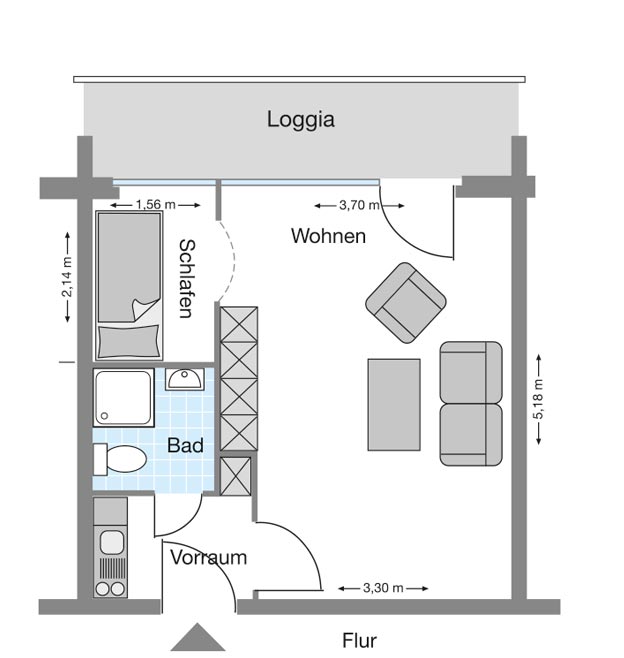 Appartement Typ M ca 30 m²